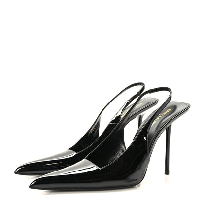 Saint Laurent Patent Calfskin Paloma 105 Slingback Pumps 40.5 Beige 3 of 8