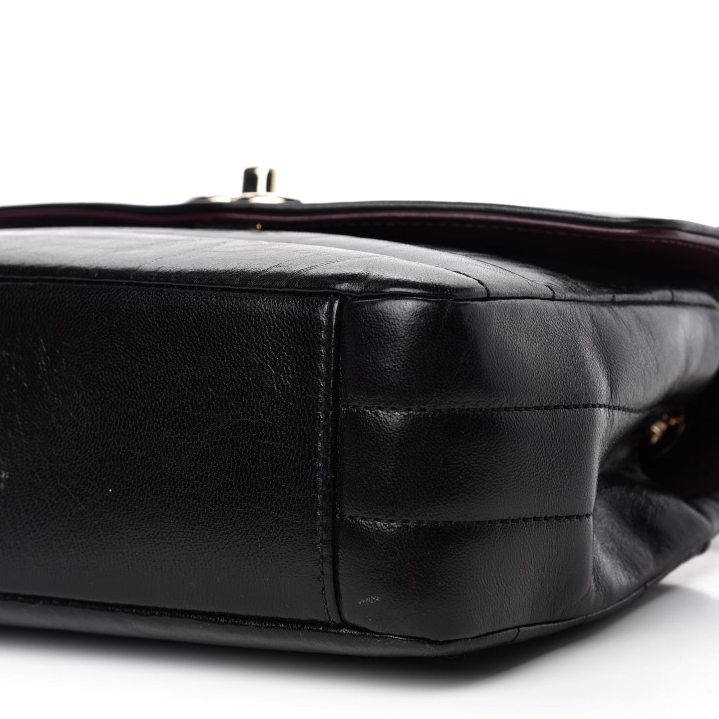 Shiny Lambskin Quilted Small Chevron Miroir Black