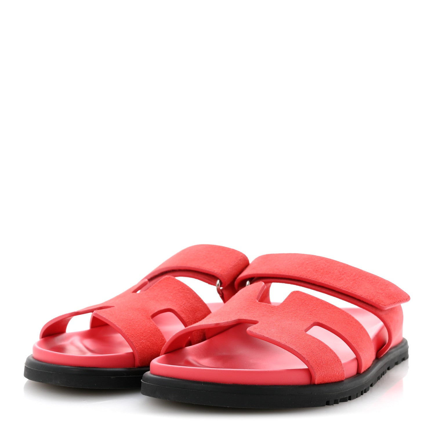 Hermes Suede Goatskin Womens Chypre Sandals 37 Rose Vermillon 4 of 11