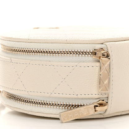 Chanel Caviar Quilted Round Handle With Care Vanity With Chain White 9 of 11
