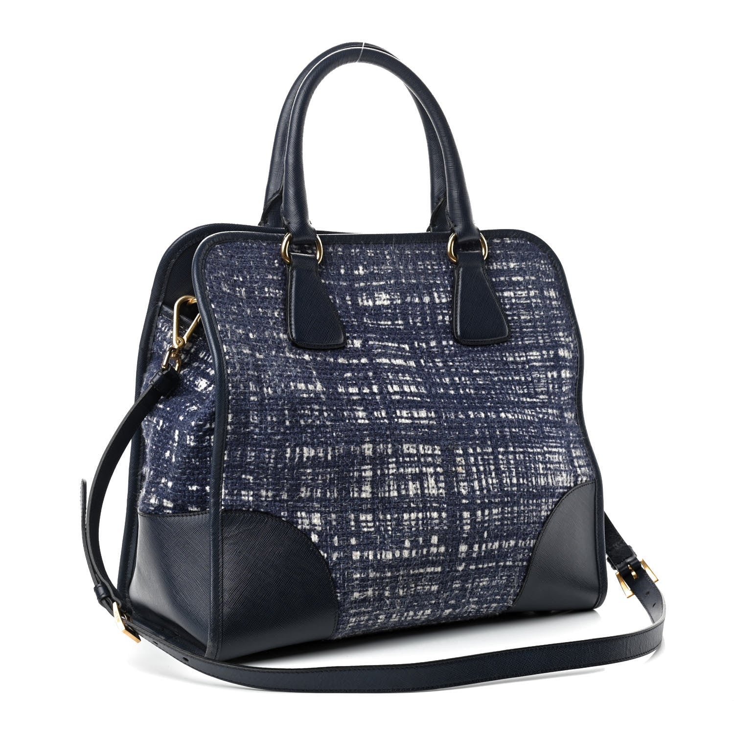 Prada Tela Tweed Saffiano Tote Bag Inchiostro 3 of 9