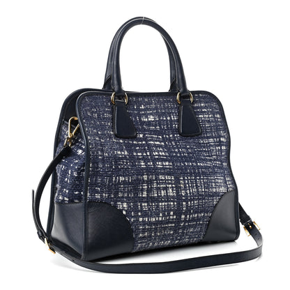 Prada Tela Tweed Saffiano Tote Bag Inchiostro 3 of 9