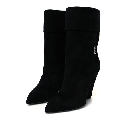Saint Laurent Kid Scamosciato Niki 85 Wedge Booties 36 Black 4 of 10