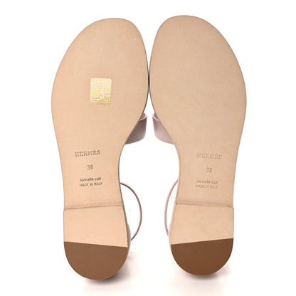Hermes Epsom Santorini Sandals 38 Rose Porcelaine 5 of 9