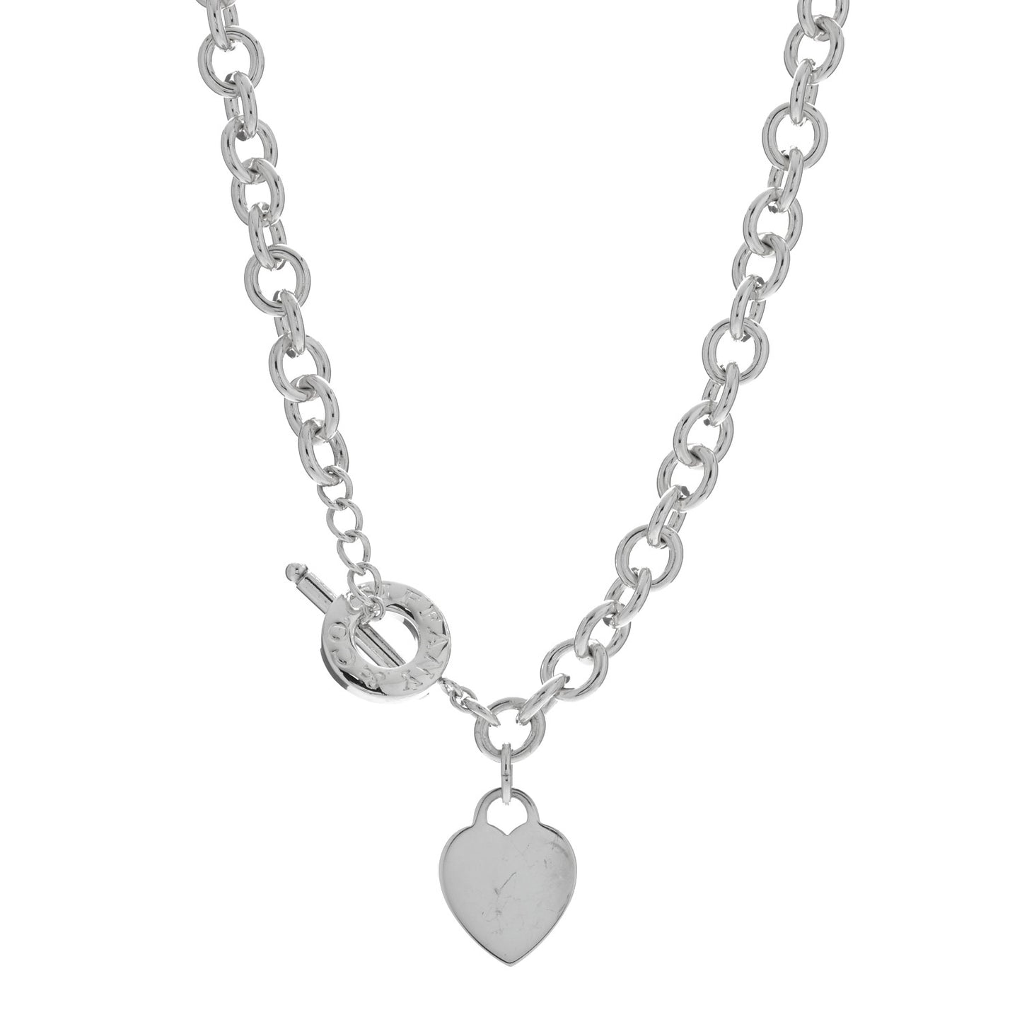 Sterling Silver Heart Tag Toggle Necklace