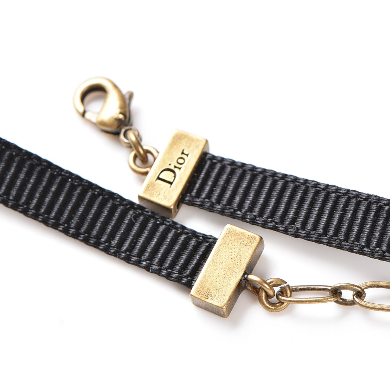 Christian Dior Grosgrain Ribbon Dior Logo Choker Necklace Black 4 of 5