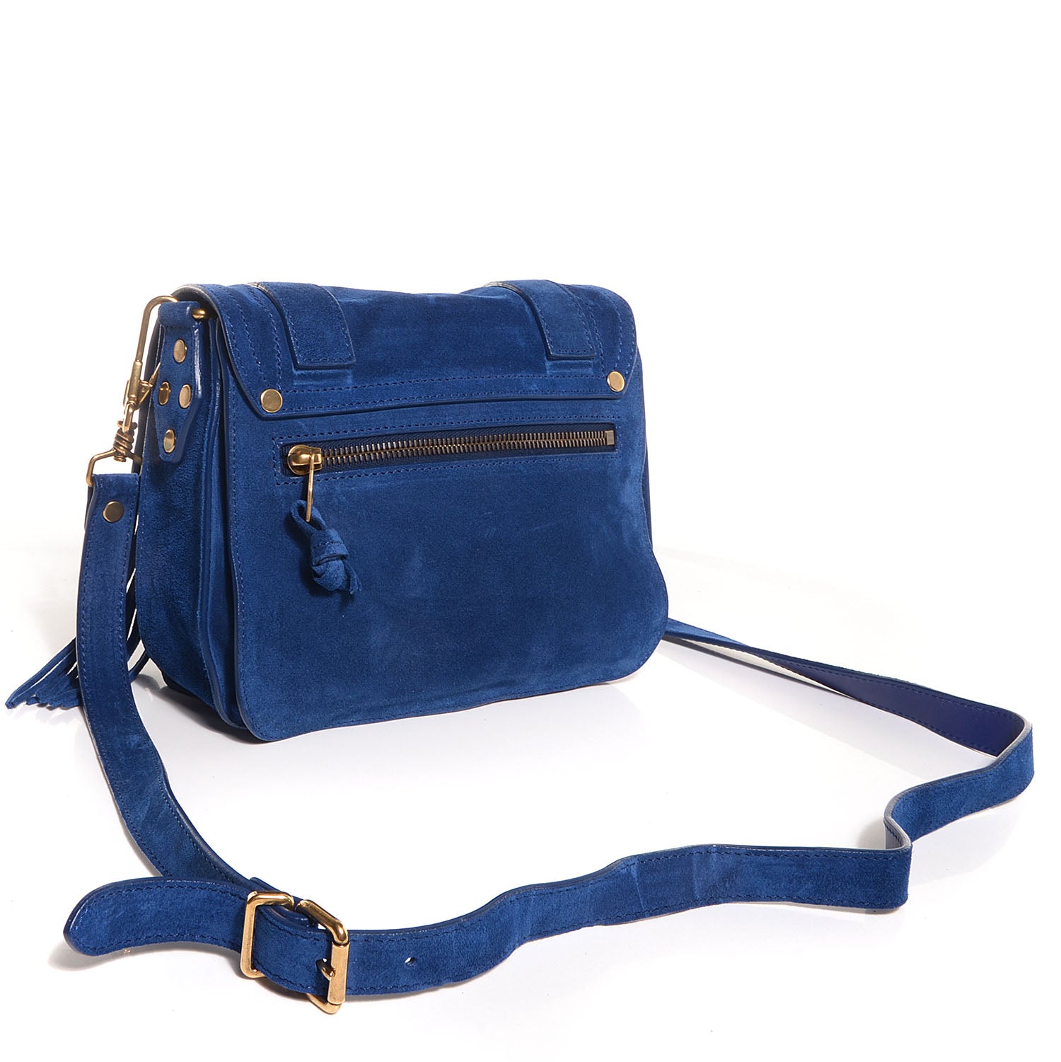 Proenza Schouler Suede Fringed PS1 Crossbody Pouch Cadet Blue 3 of 14
