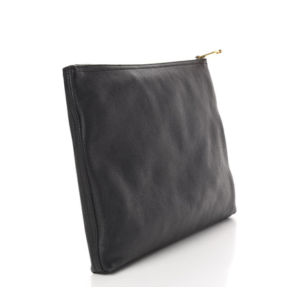 Gucci Pebbled Calfskin Medium Logo Portfolio Clutch Black 2 of 9