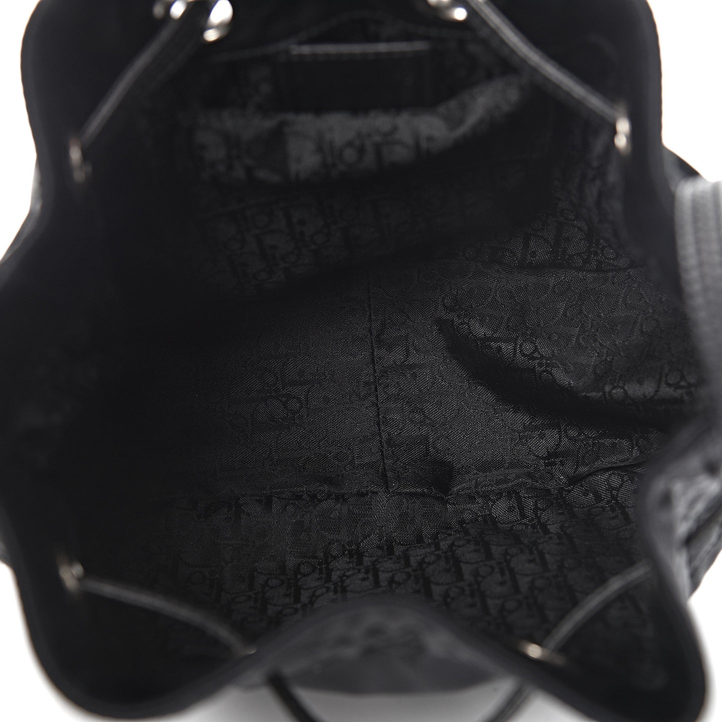 Satin Crystal Cannage Drawstring Bag Black
