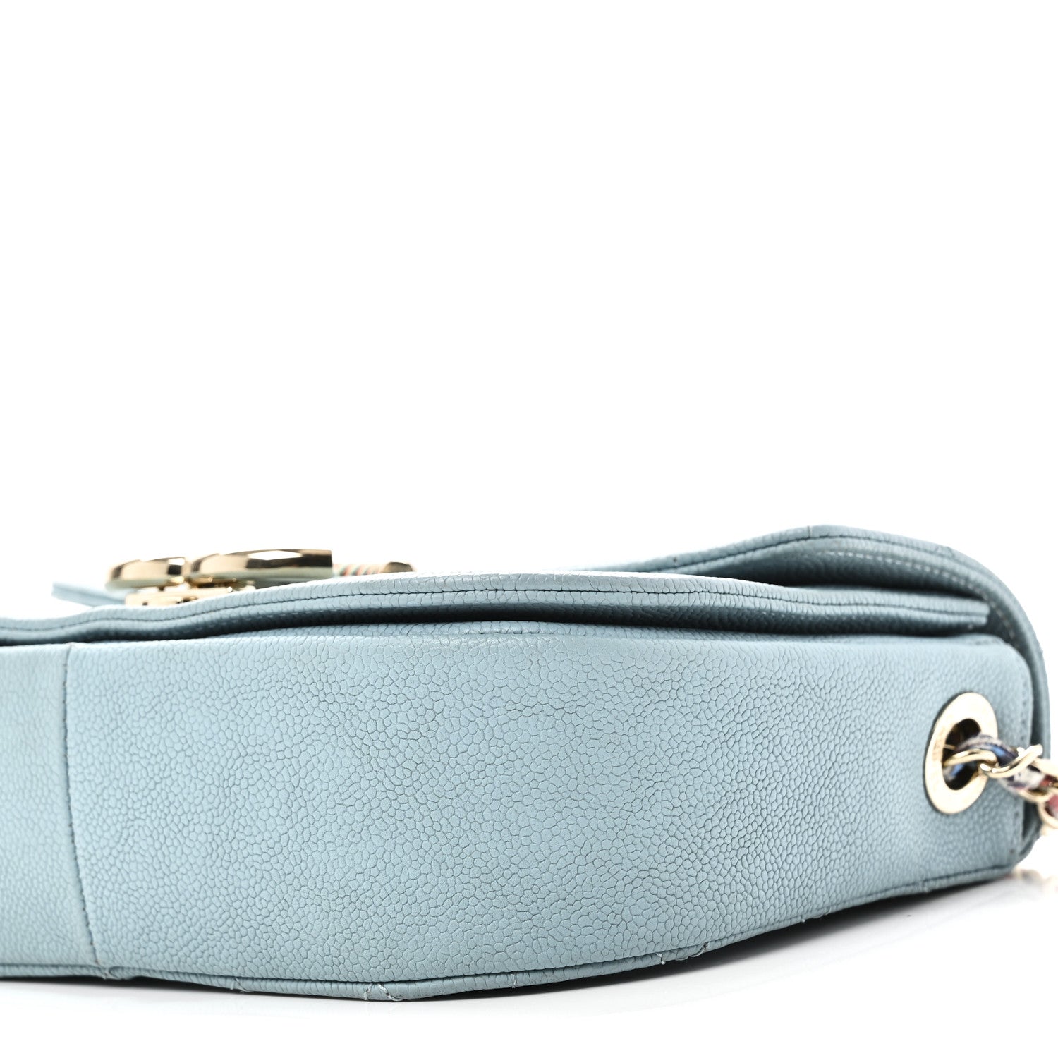 Chanel Grained Calfskin Quilted Small Cuba Top Handle Flap Blue 10 of 13