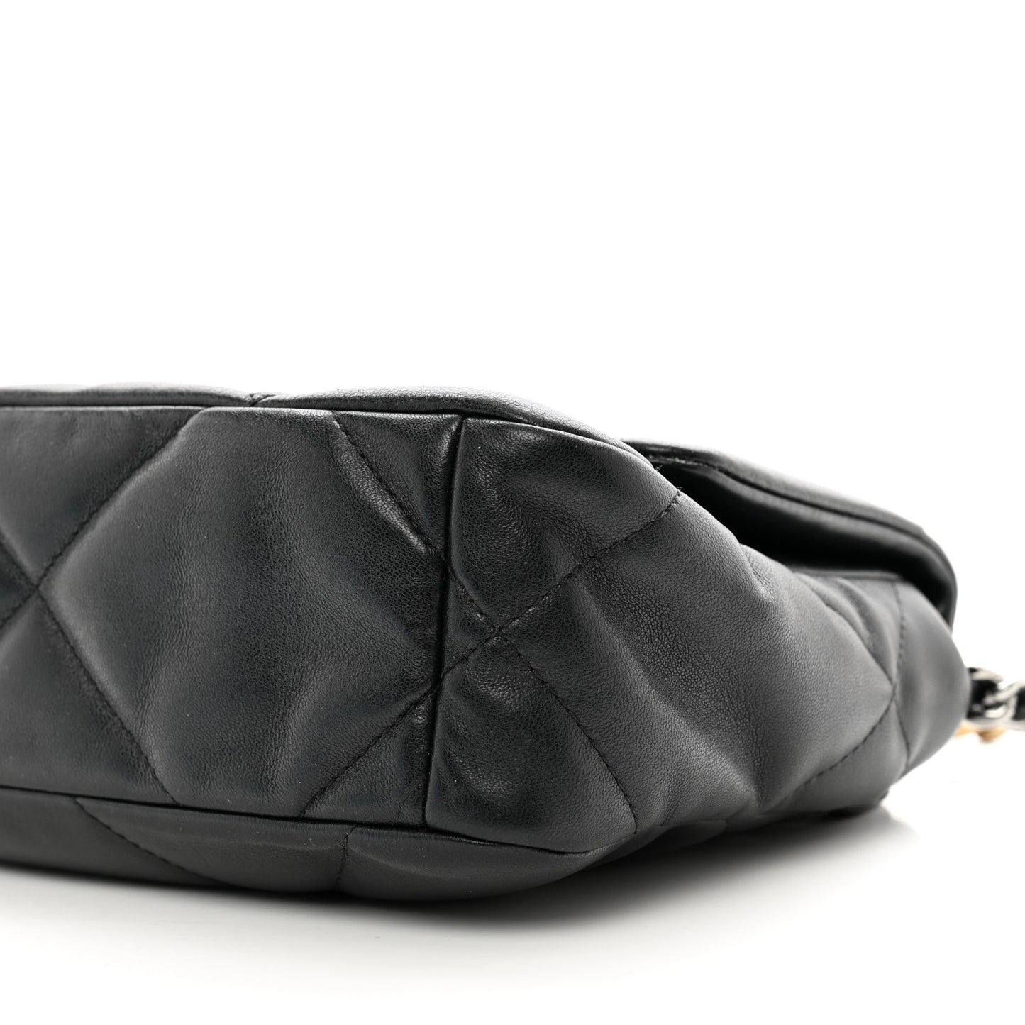 Shiny Goatskin Quilted Medium Chanel 19 Flap Black