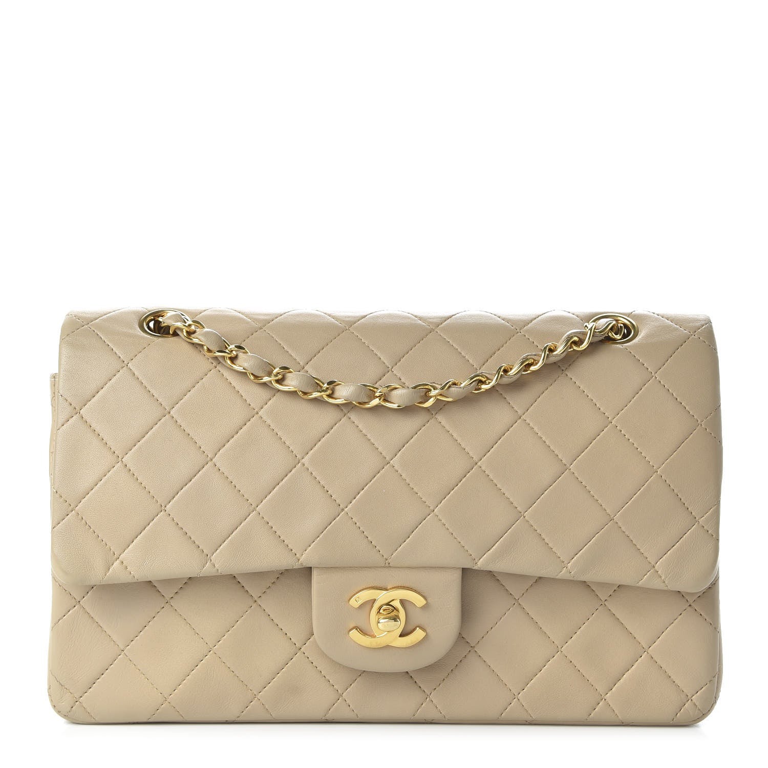 Chanel Lambskin Quilted Medium Double Flap Beige 1 of 14