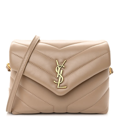 Saint Laurent Calfskin Y Quilted Monogram Toy Loulou Crossbody Bag Dark Beige 1 of 9
