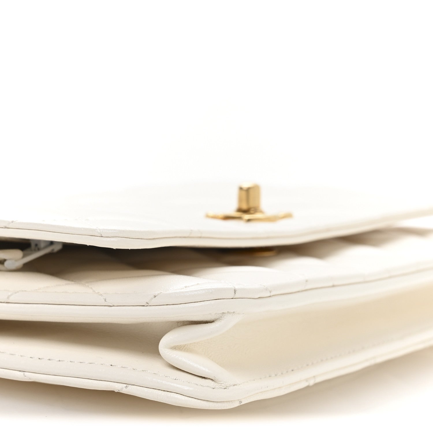 Chanel Lambskin Quilted CC Pearl Crush Wallet on Chain WOC White