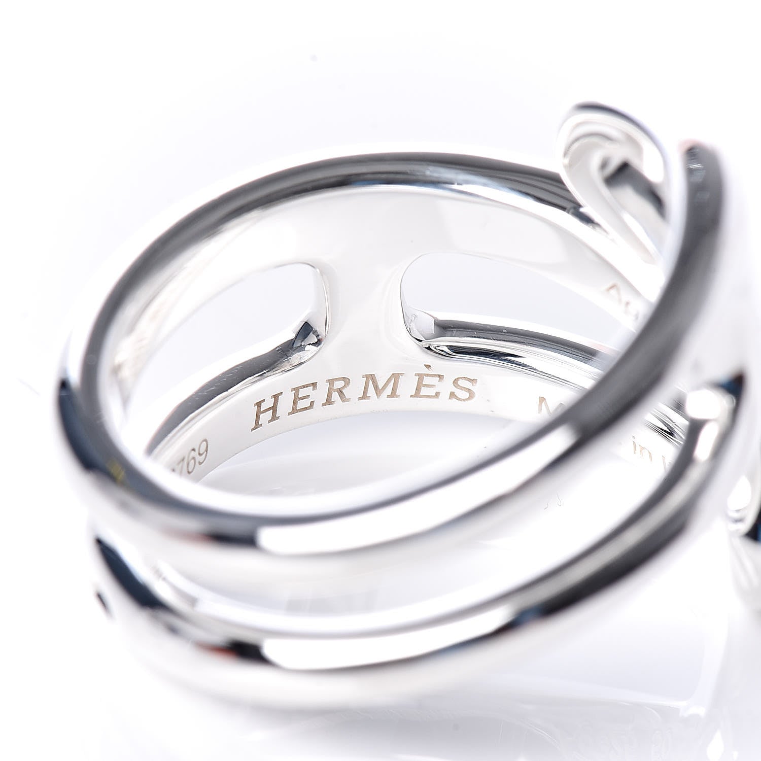 Hermes Sterling Silver Small Chaine D' Ancre Twist Ring 50 5.25 4 of 7