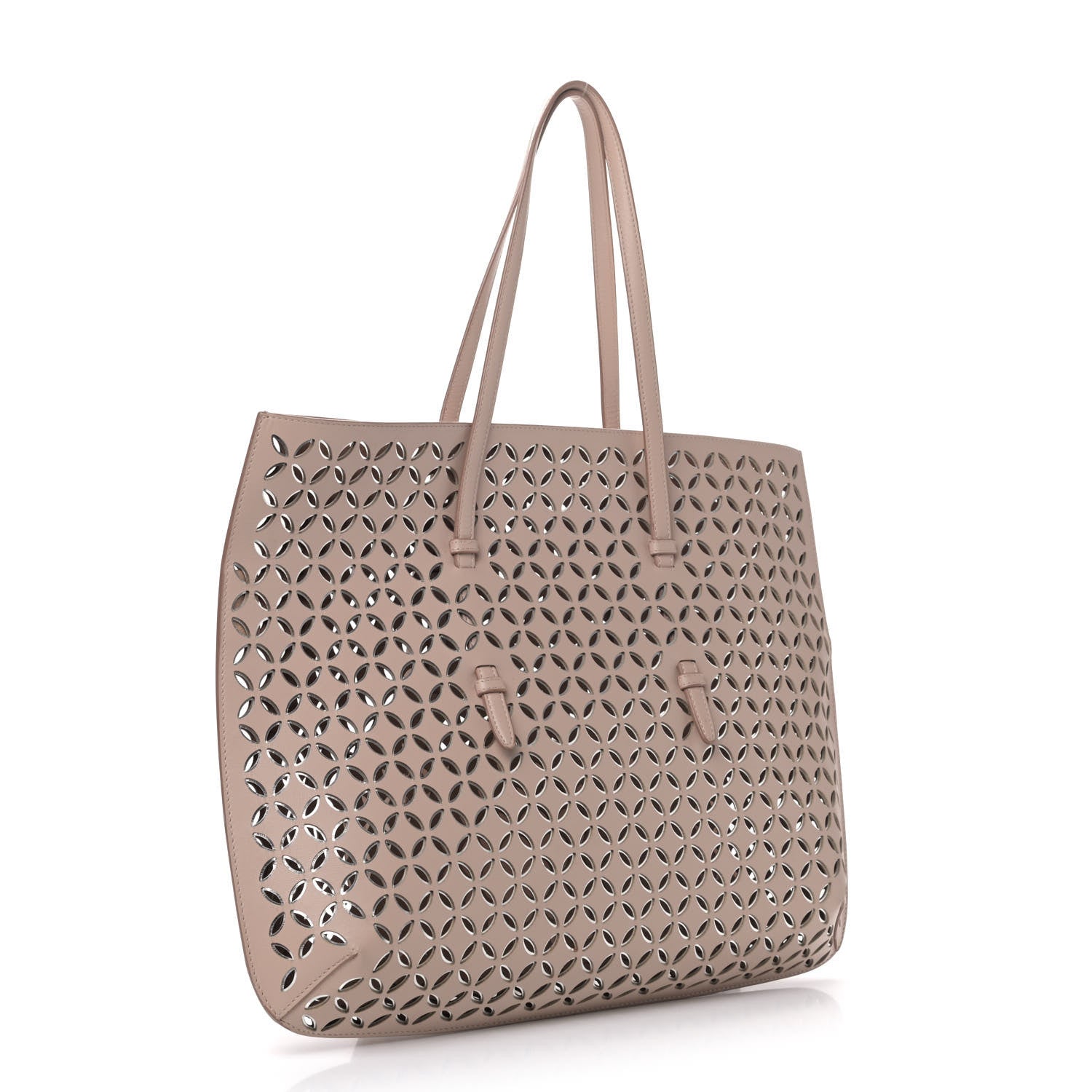 Alaia Calfskin Laser Cut Tote Sable 2 of 4