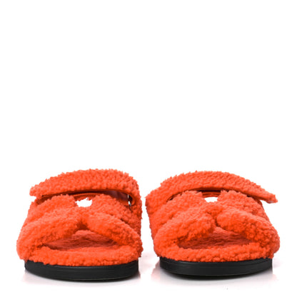 Hermes Woolskin Womens Chypre Sandals 37 Orange 2 of 8