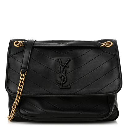 Saint Laurent Lambskin Matelasse Monogram Medium Niki Chain Satchel Black 1 of 12