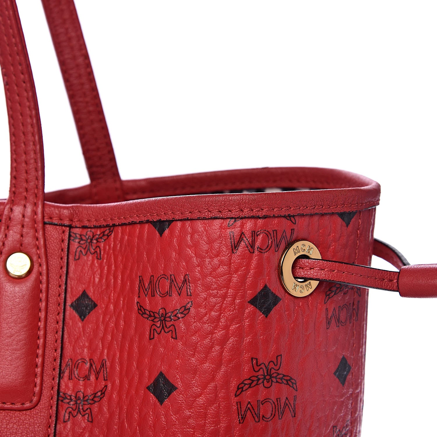 MCM Visetos Medium Liz Reversible Shopper Tote Ruby Red 17 of 20
