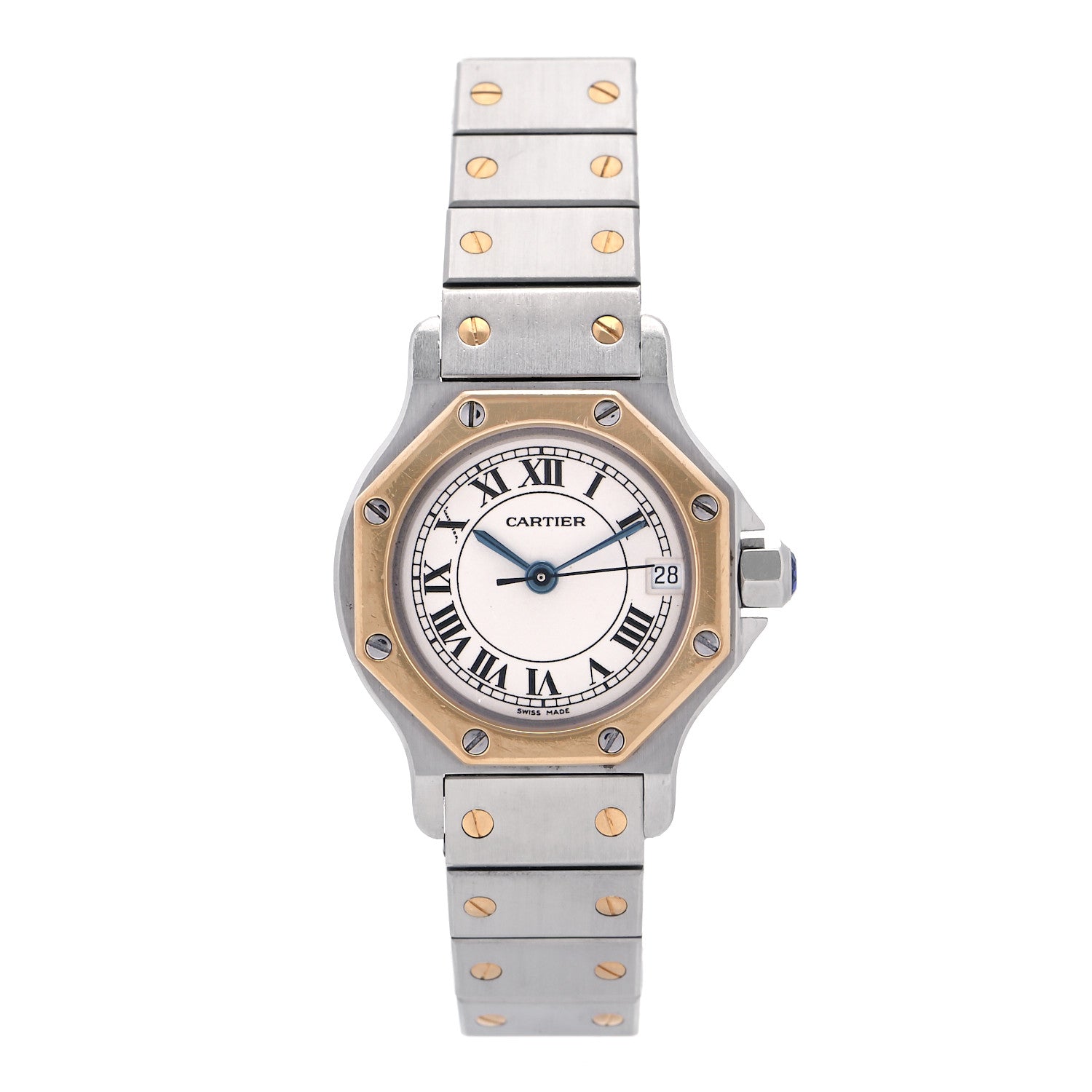 Cartier Stainless Steel 18K Yellow Gold 25mm Santos Octagon Quartz Watch 1 of 4
