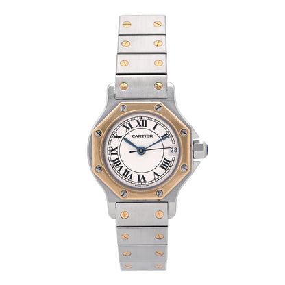 Cartier Stainless Steel 18K Yellow Gold 25mm Santos Octagon Quartz Watch 1 of 4
