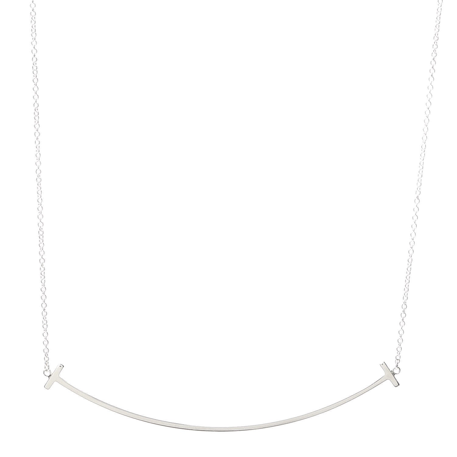 Tiffany Sterling Silver Large T Smile Pendant Necklace 1 of 6