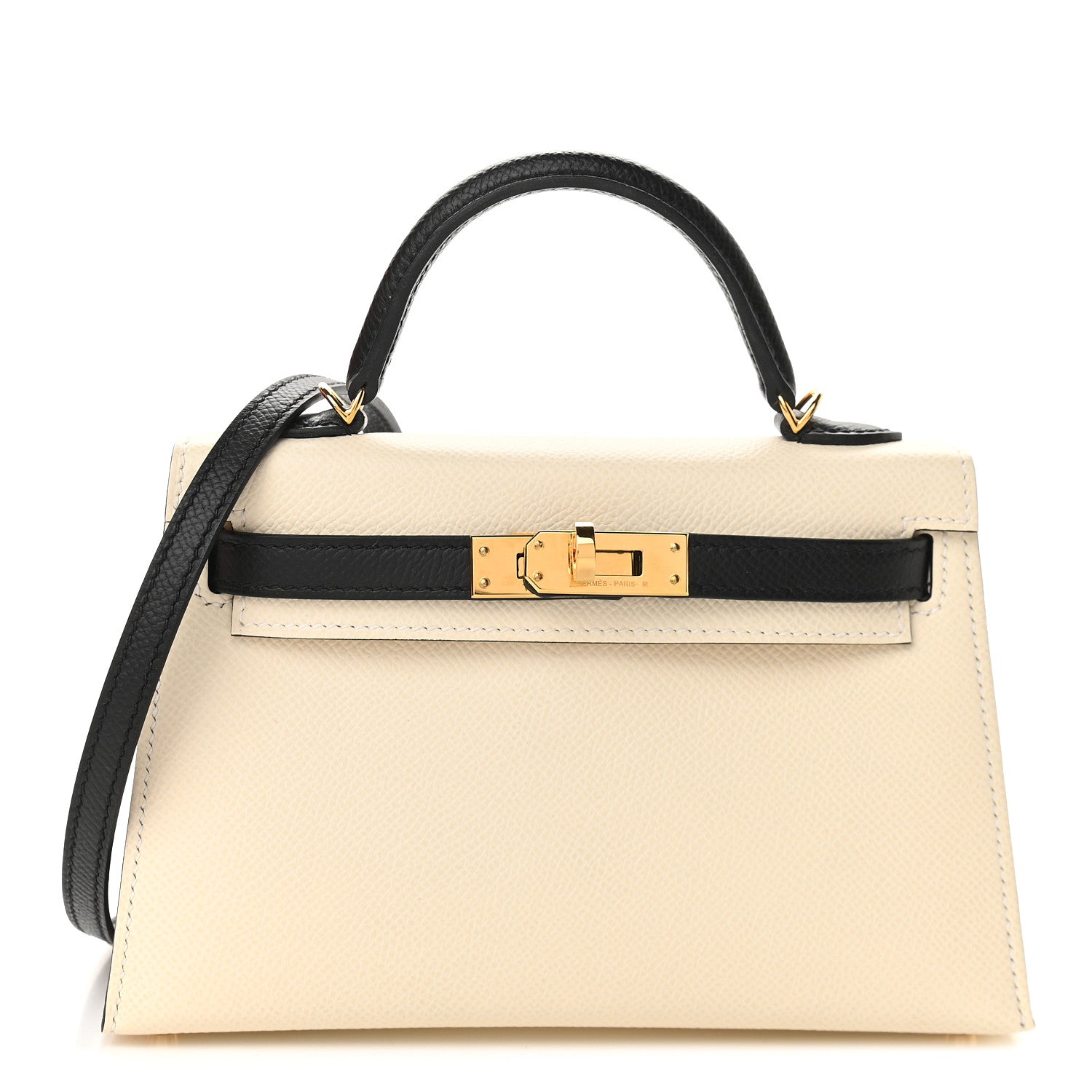 Hermes Epsom Horseshoe Mini Kelly Sellier 20 Craie Black 1 of 12