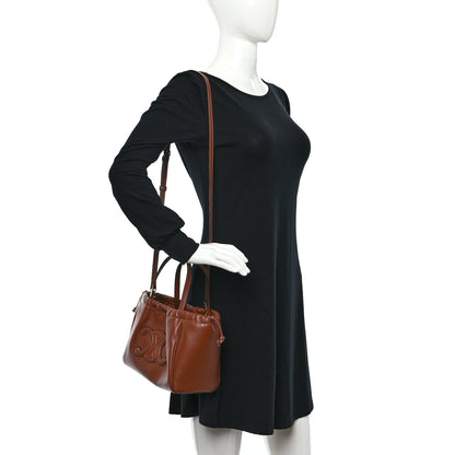Celine Smooth Calfskin Cuir Small Triomphe Cabas Drawstring Tan 3 of 8