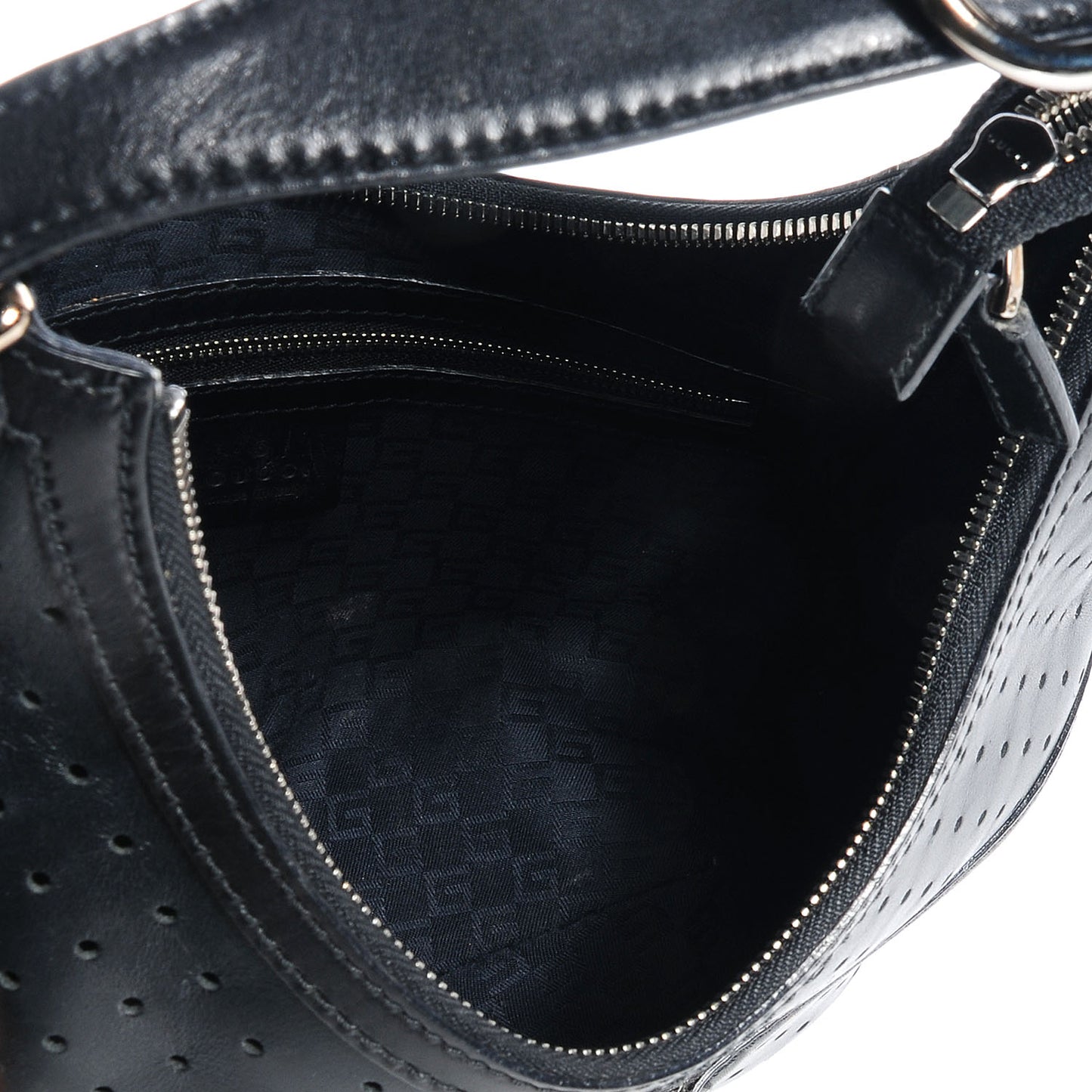 Perforated Leather Reins Hobo Black