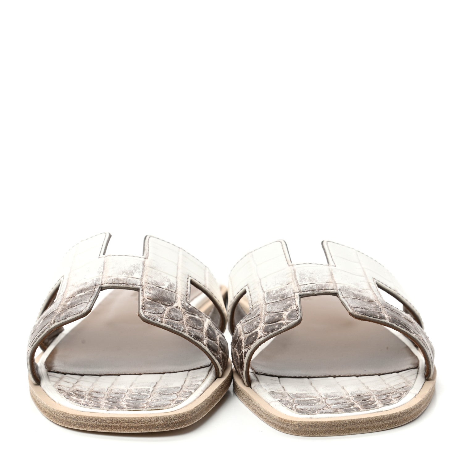 Hermes Matte Niloticus Crocodile Himalaya Oran Sandals 36 Blanc 2 of 8