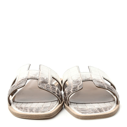 Hermes Matte Niloticus Crocodile Himalaya Oran Sandals 36 Blanc 2 of 8