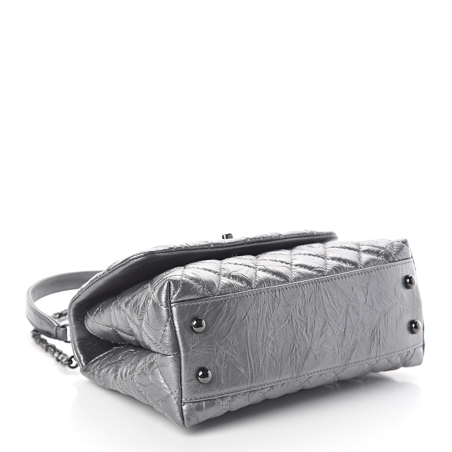 Chanel Metallic Aged Calfskin Quilted Mini Coco Handle Flap Charcoal 4 of 9