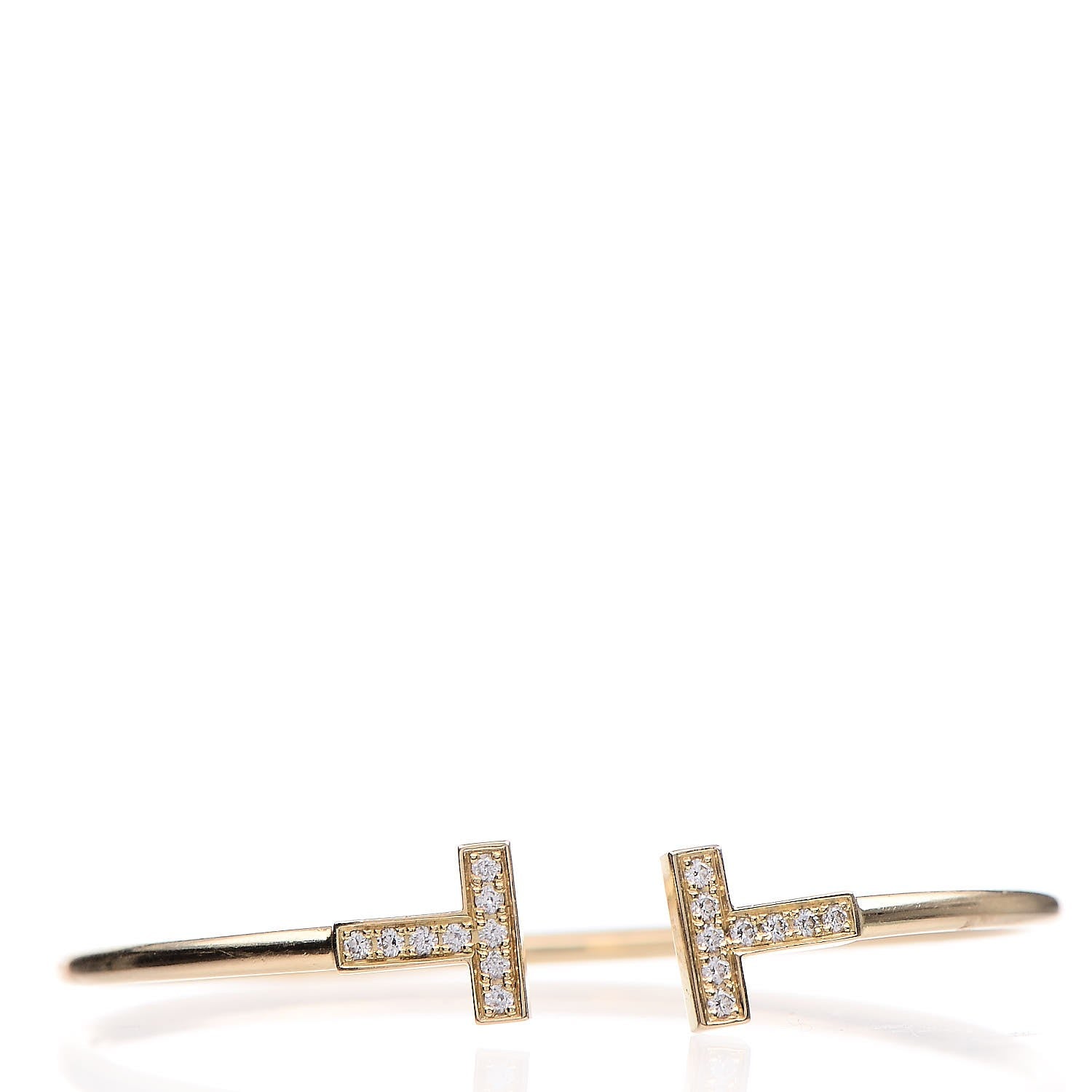 Tiffany 18K Yellow Gold Diamond T Wire Bracelet 1 of 5