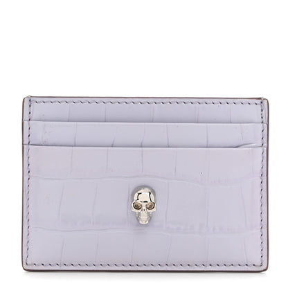 Alexander McQueen Patent Crocodile Embossed Skull Card Holder lilac 1 of 7