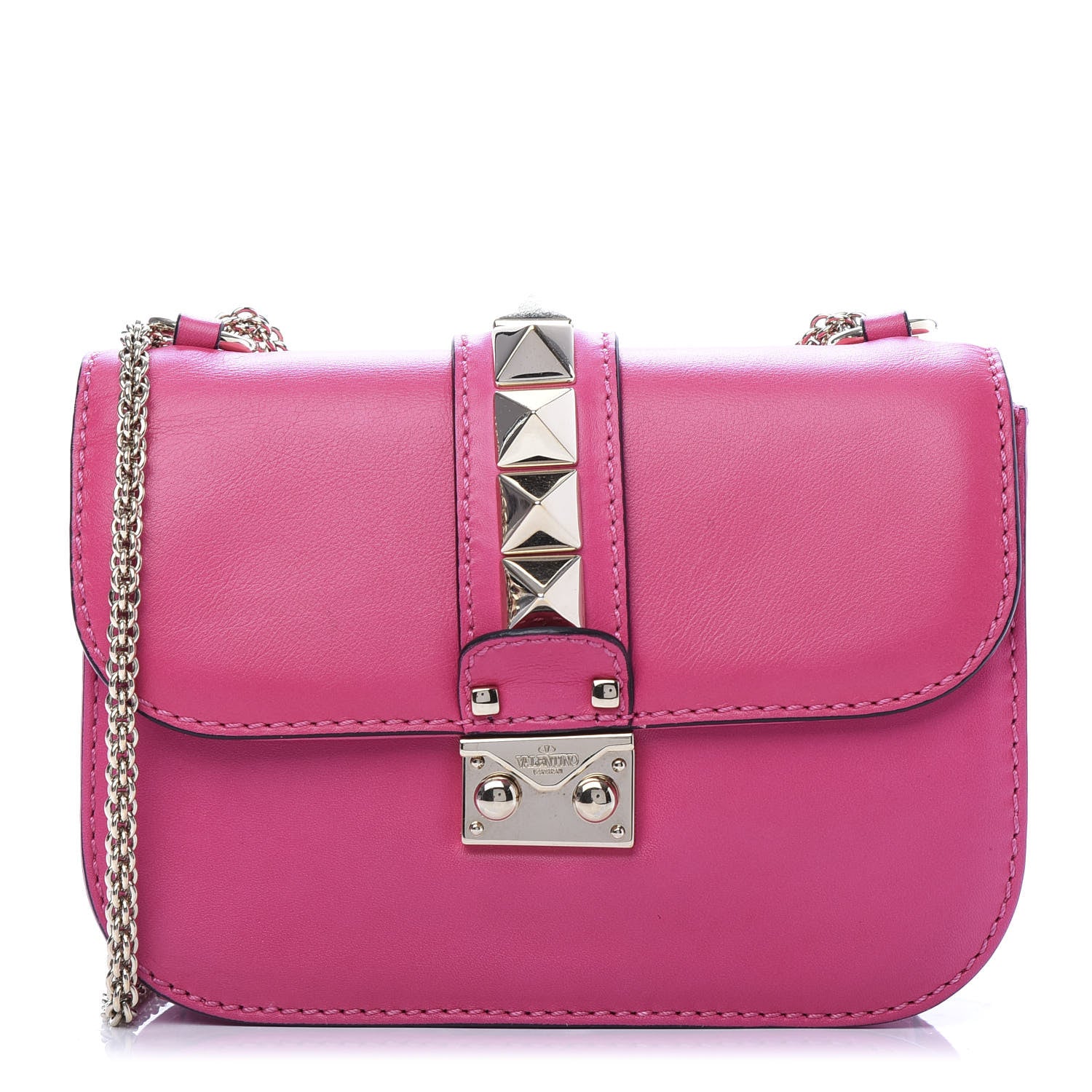 Valentino Garavani Vitello Small Glam Lock Rockstud Flap Pop Fuxia 1 of 10