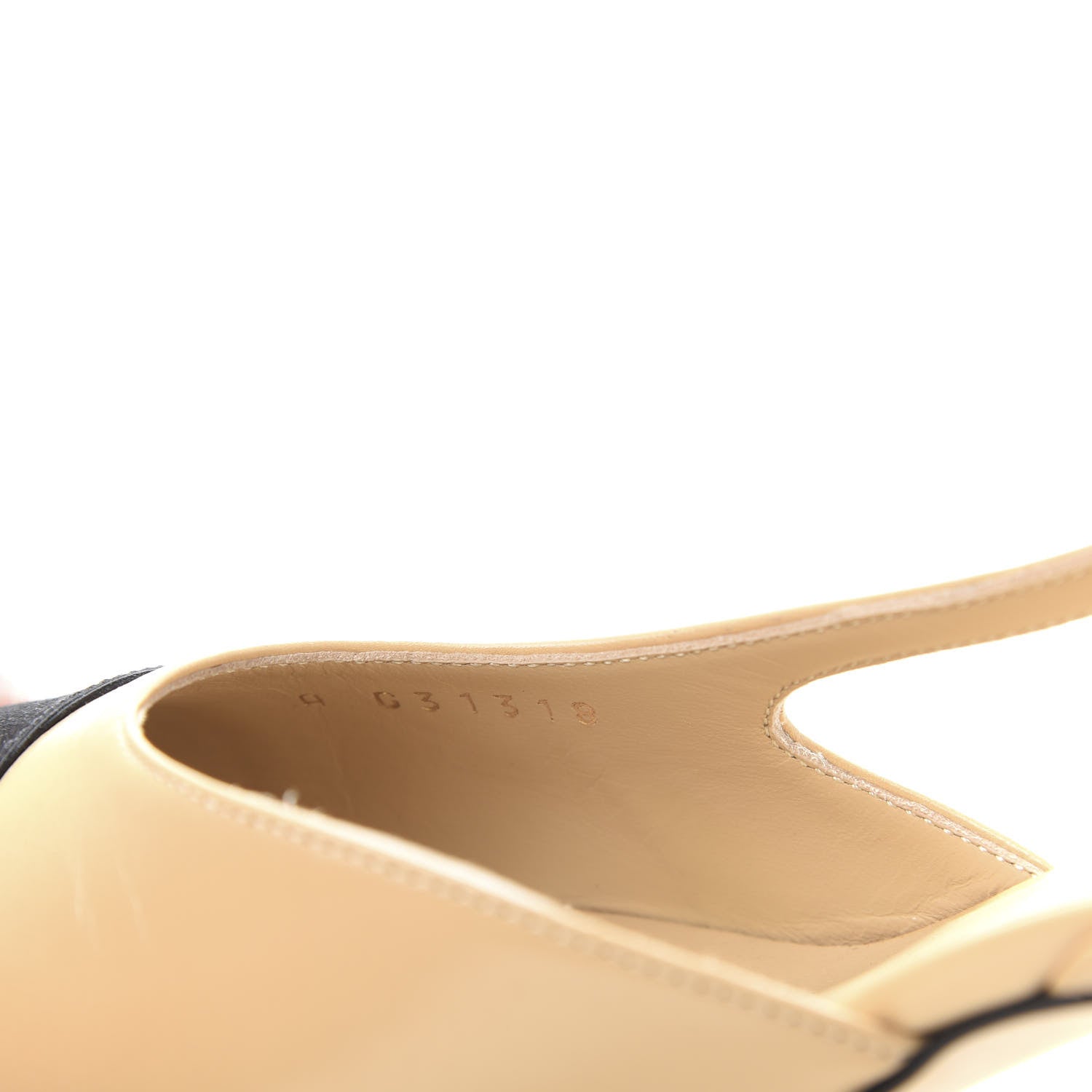 Chanel Goatskin Grosgrain Cap Toe CC Slingback Pumps 35 Beige Black 8 of 9