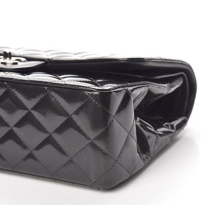 Chanel Striated Patent Quilted Jumbo Double Flap Black 10 of 16