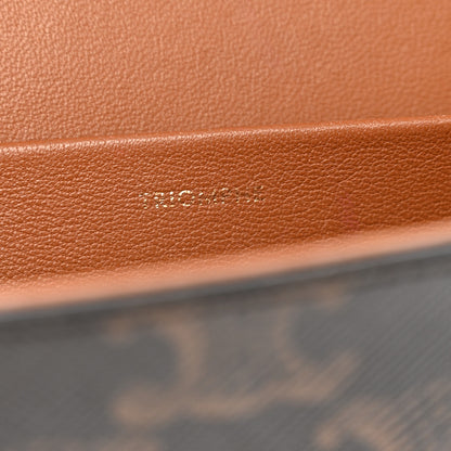 Celine Canvas Calfskin Triomphe Shoulder Bag Tan 7 of 15