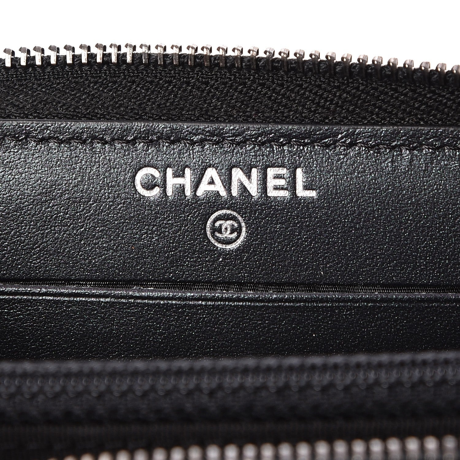 Chanel Iridescent Caviar Chevron Quilted Medium Zip Around Wallet Black 7 of 9