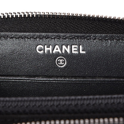 Chanel Iridescent Caviar Chevron Quilted Medium Zip Around Wallet Black 7 of 9