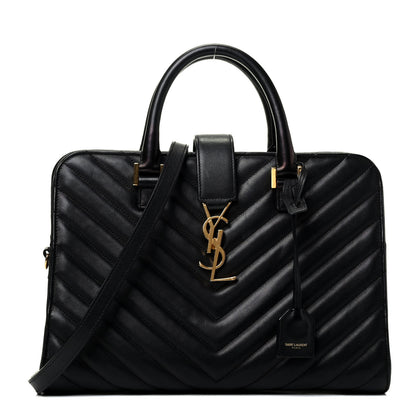Saint Laurent Calfskin Matelasse Chevron Small Monogram Cabas Black 1 of 4