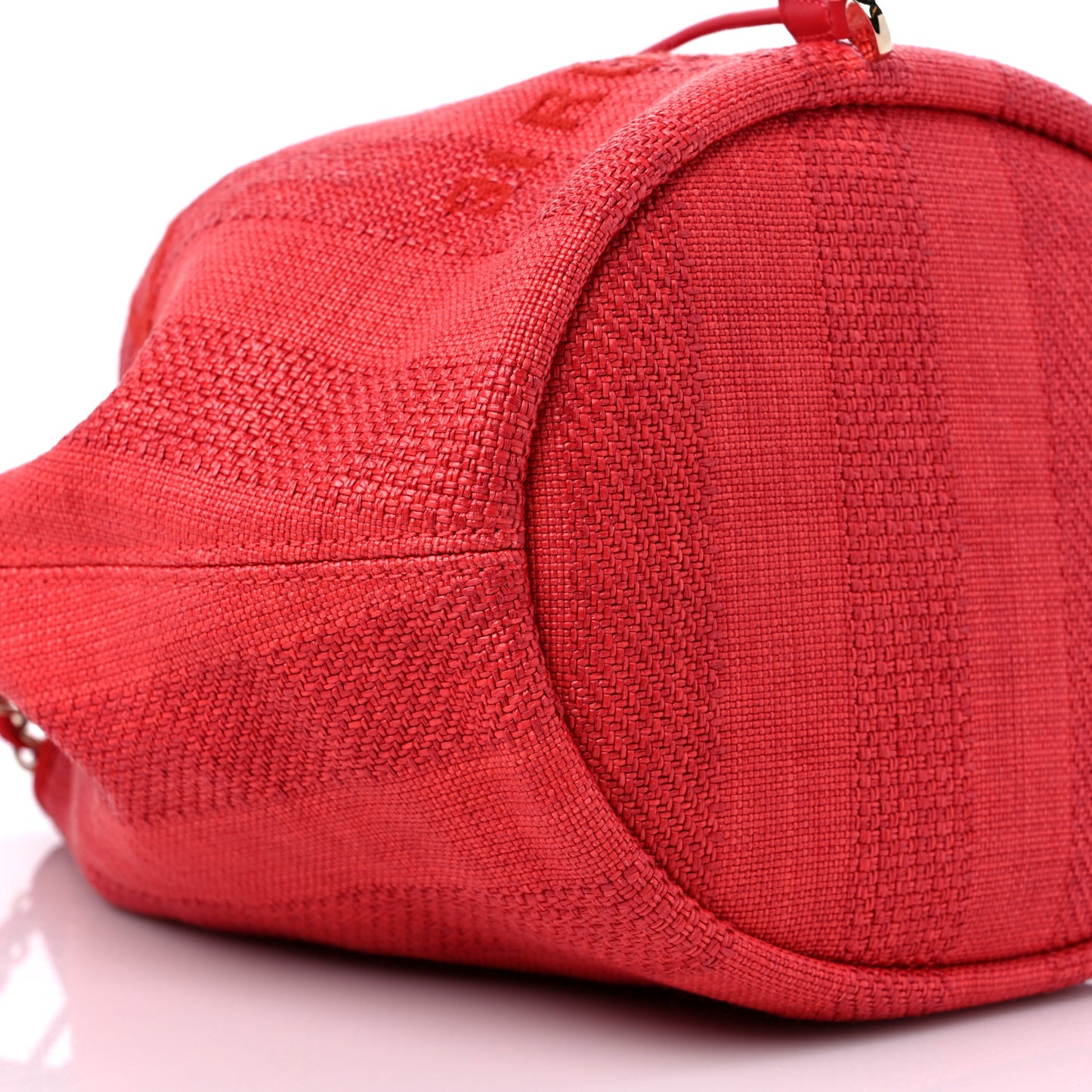 Mixed Fibers Striped Deauville Drawstring Bag Red