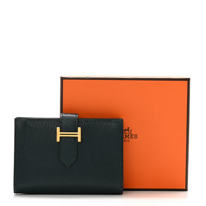 Hermes Chevre Mysore Bearn Card Holder Wallet Vert Cypress 7 of 7