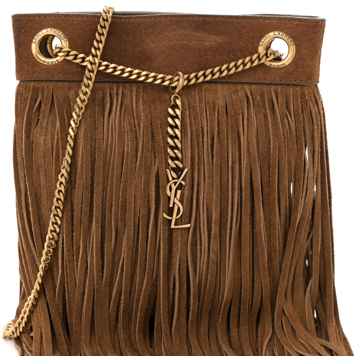 Saint Laurent Suede Calfskin Small Grace Fringed Hobo Bag Light Ocre 7 of 9