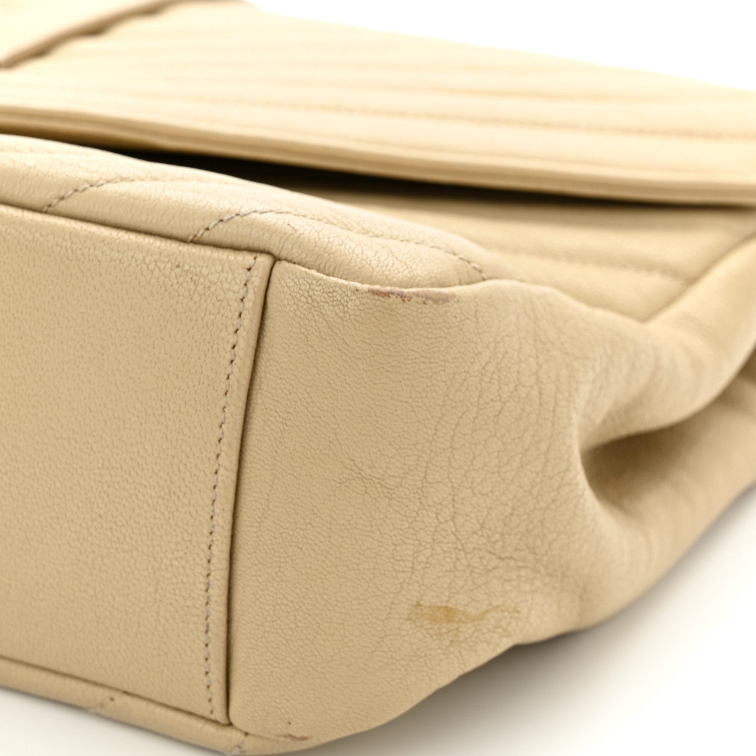 Saint Laurent Sheepskin Matelasse Chevron Monogram Large College Satchel Beige 12 of 18