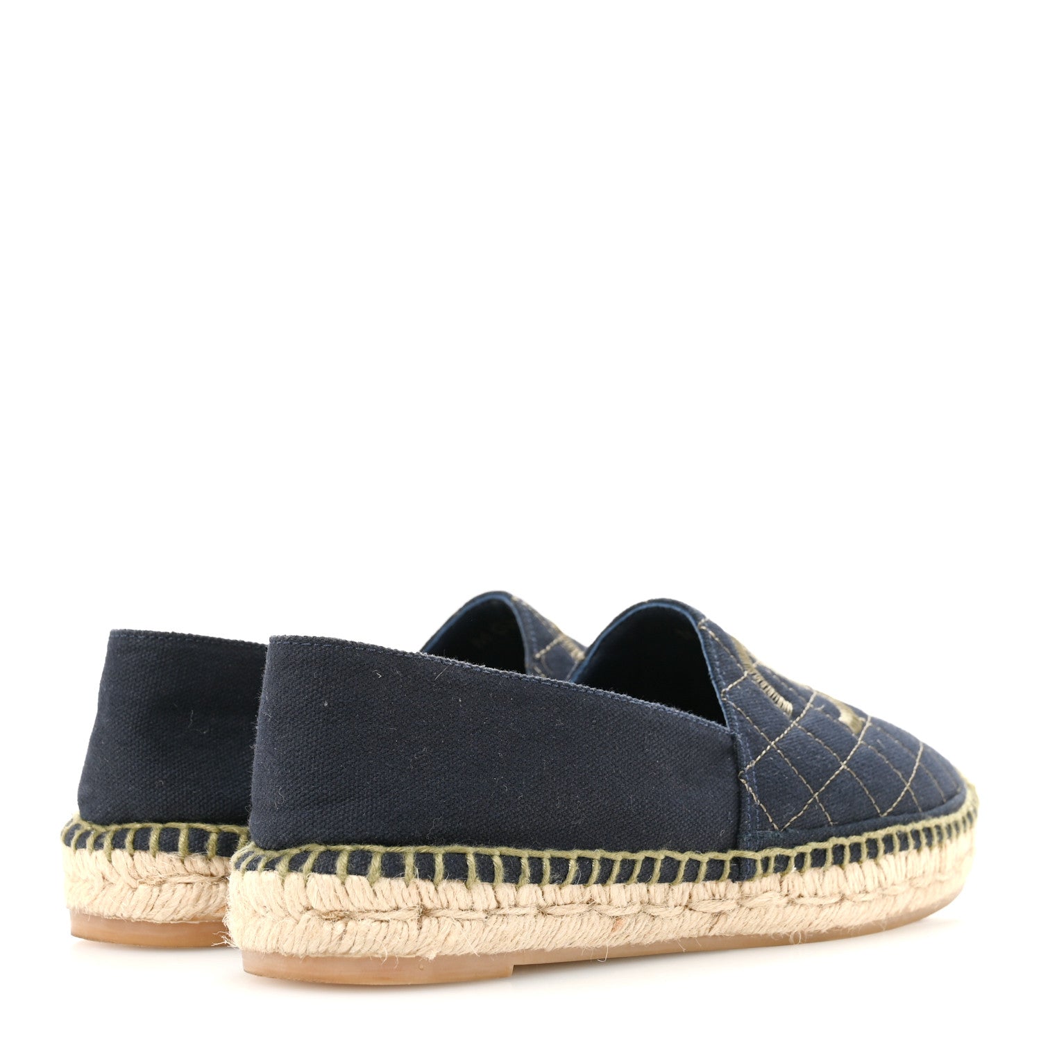 Chanel Fabric Biarritz CC Espadrilles 38 Blue Green 5 of 9