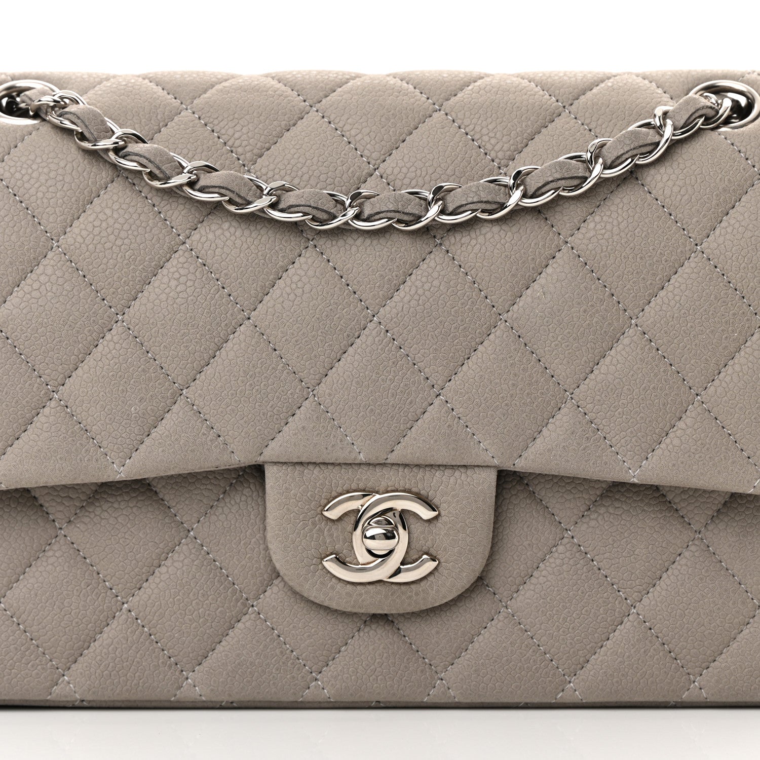 Chanel Iridescent Caviar Quilted Medium Double Flap Grey 8 of 16