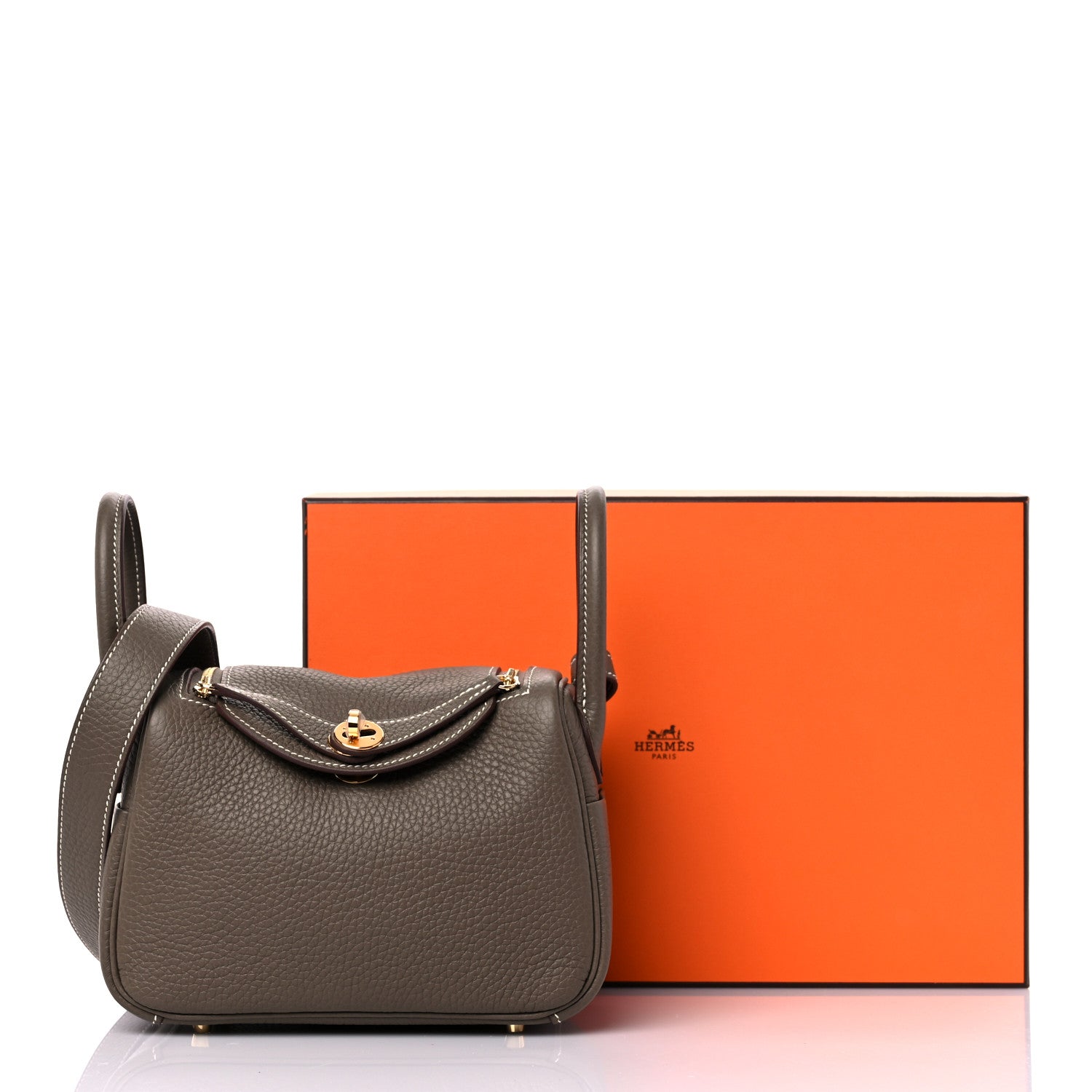 Hermes Taurillon Clemence Mini Lindy 20 Etoupe 9 of 9