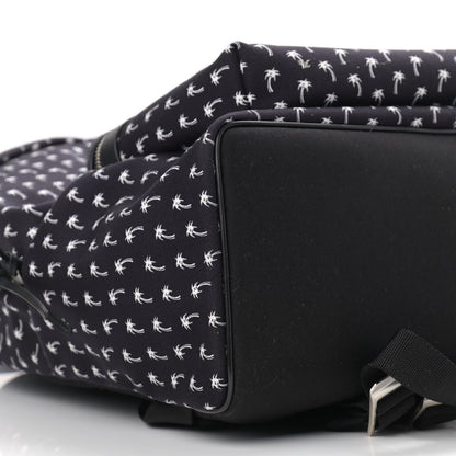 Saint Laurent Canvas Palm Tree Print City Backpack Black White 8 of 9