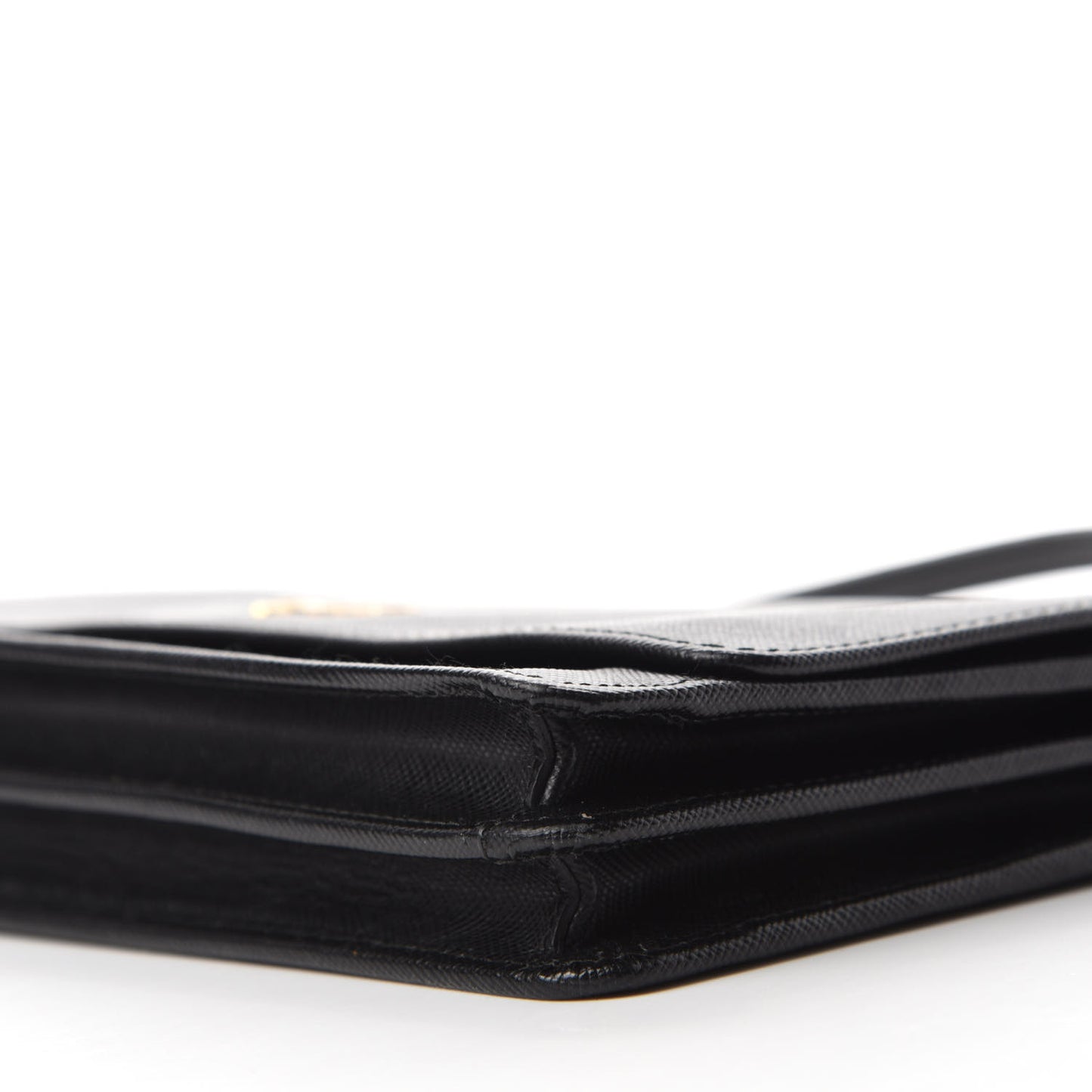 Saffiano Metal Flap Wallet With Strap Black
